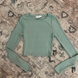 Urban Renewal UO Green Crop Long Sleeve Top Small